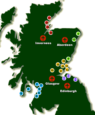 golf courses in scotland map Golf Courses In Scotland Scotland Golf Course Location Map golf courses in scotland map